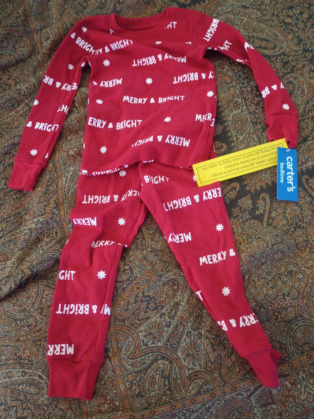 2T Carter's Red "Merry & Bright" Holiday Pajama Set NWT